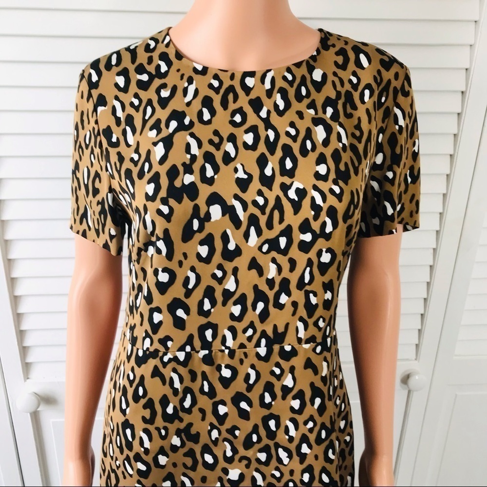 DIANE VON FURSTENBERG Leopard Print Shift Dress Size 8 - Picture 2 of 9